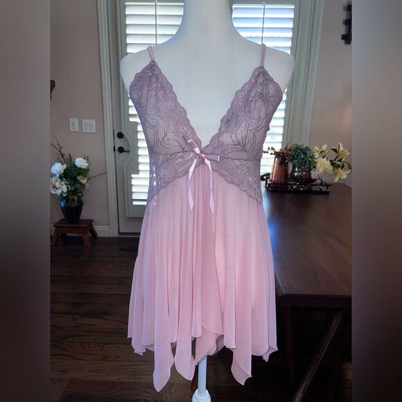 Avidlove Lace Mesh Babydoll Chemise XL Romantic Sheer V-Neck Lingerie Nightie - Picture 8 of 10